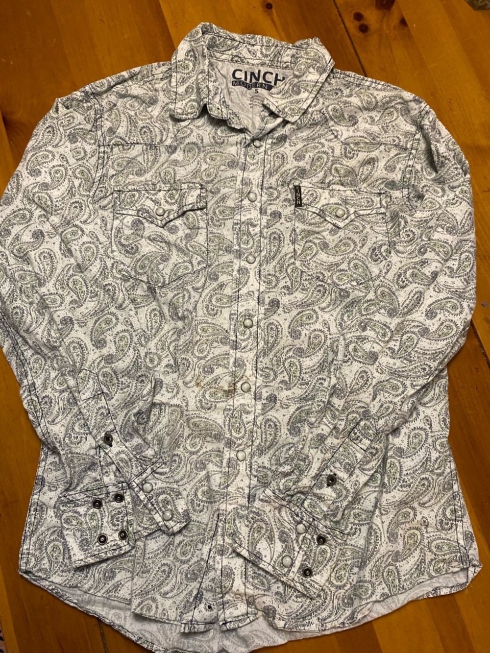 Cinch White and Gray Paisley Snap Western Shirt